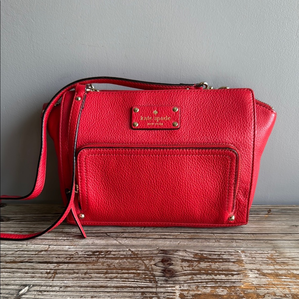 kate spade Red Pebbled Leather Crossbody Bag